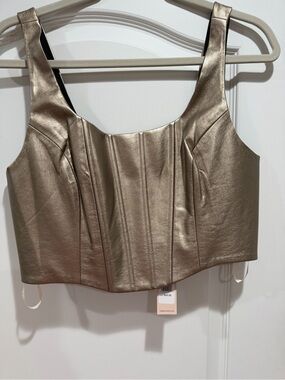 BCBGeneration Metallic Bronze Cropped Tank Top